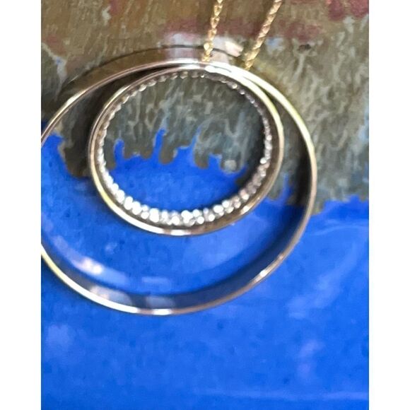 Gold Double Hoop Swarovski Crystals Statement Necklace - Picture 6 of 7